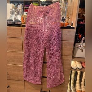 PatBO Pink Lace Wide Leg Pants